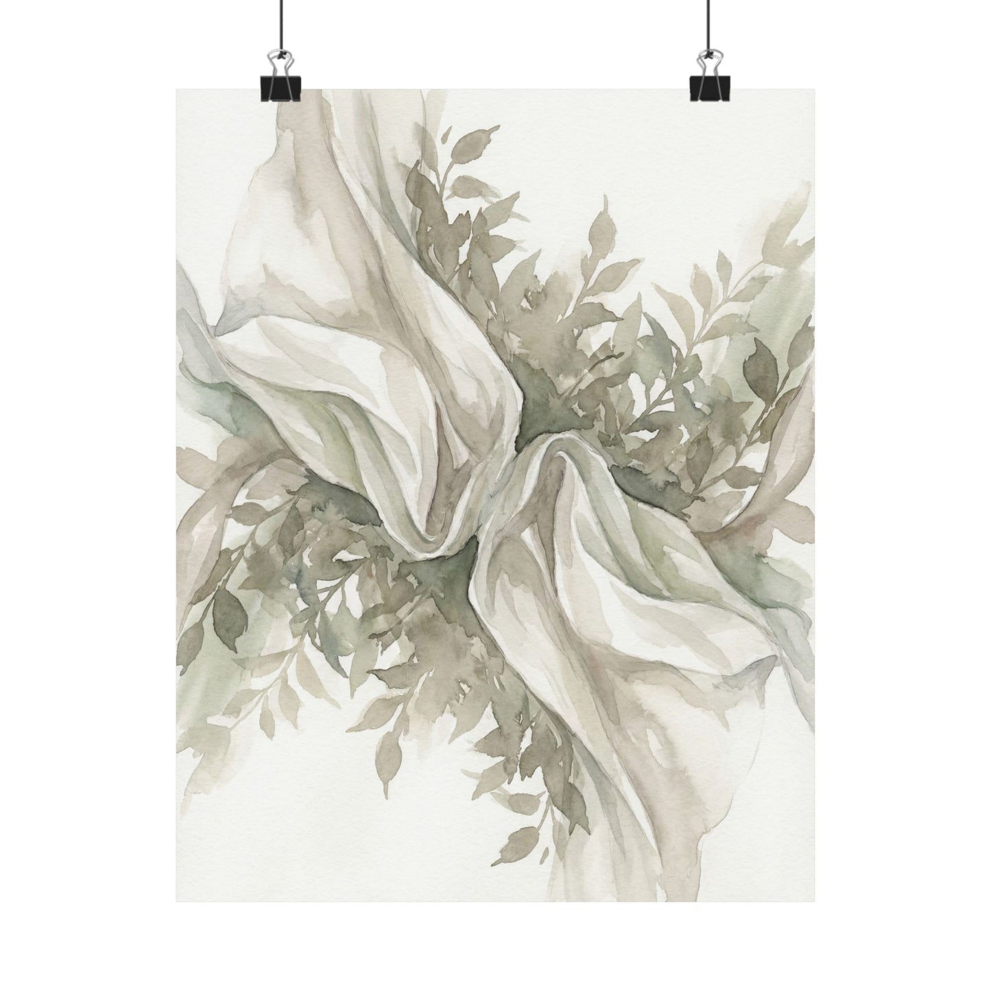 Silk Drape Watercolor Wall Art Print | Elegant Japandi Art Art Print