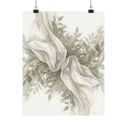 Silk Drape Watercolor Wall Art Print | Elegant Japandi Art Art Print