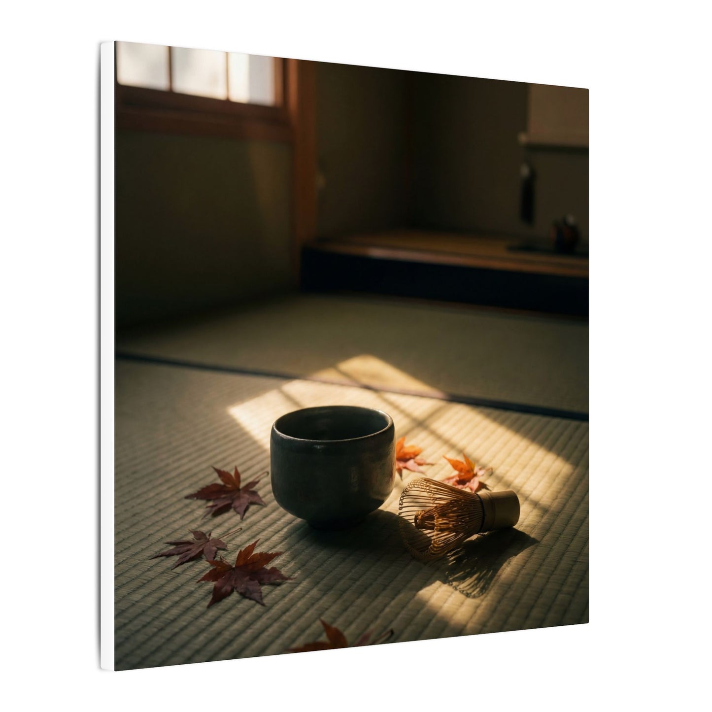 Dark Japandi Tea Ceremony in Golden Hour | Moody Minimal Canvas Art