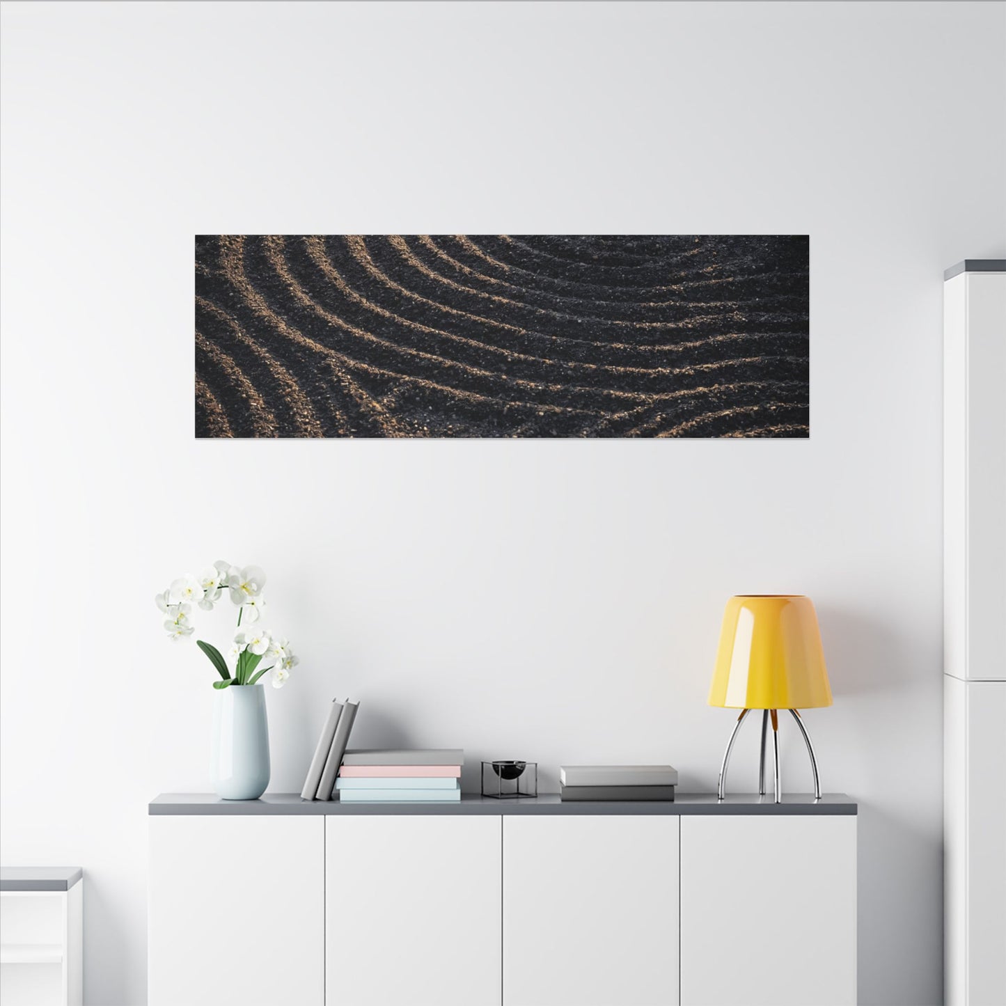 Spring Rock Garden Shadow Zen Canvas Art | Atmospheric Decor