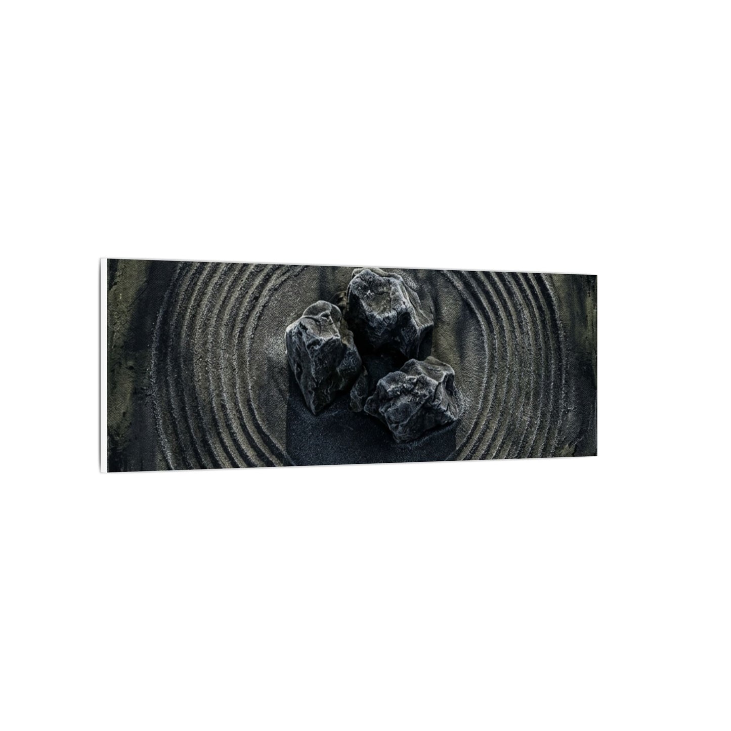 Moody Rock Garden Canvas Art - Dark Texture Dark Japandi