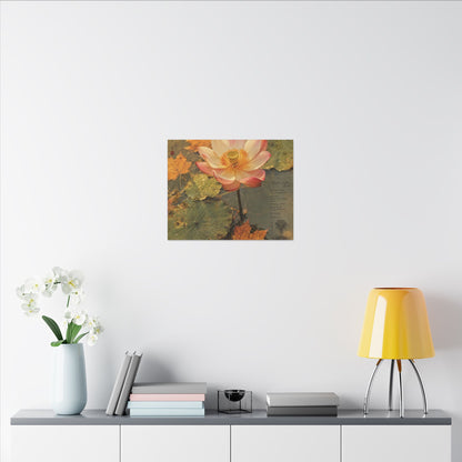 Autumn Lotus Flower Herbarium Canvas Art | Rustic Decor