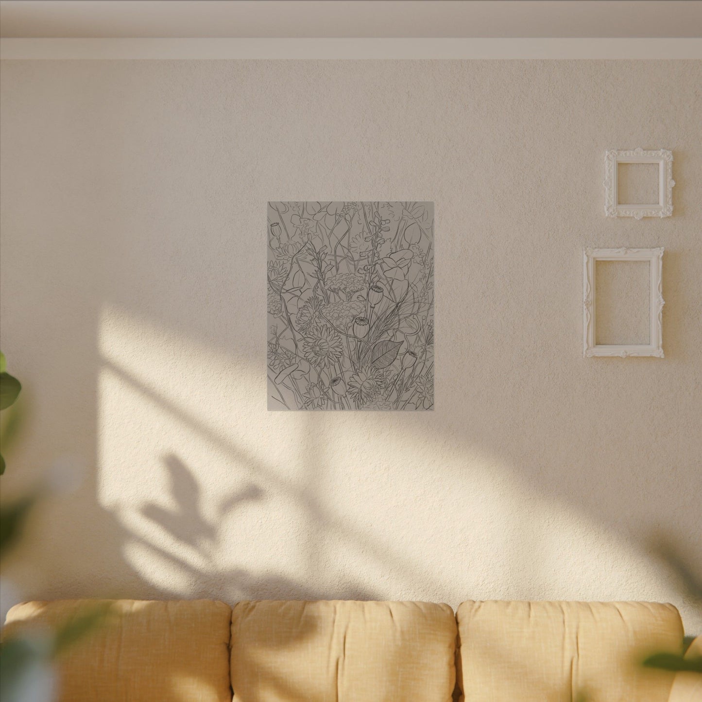 Summer Dried Flowers Minimal Line Canvas Art | Elegant Decor