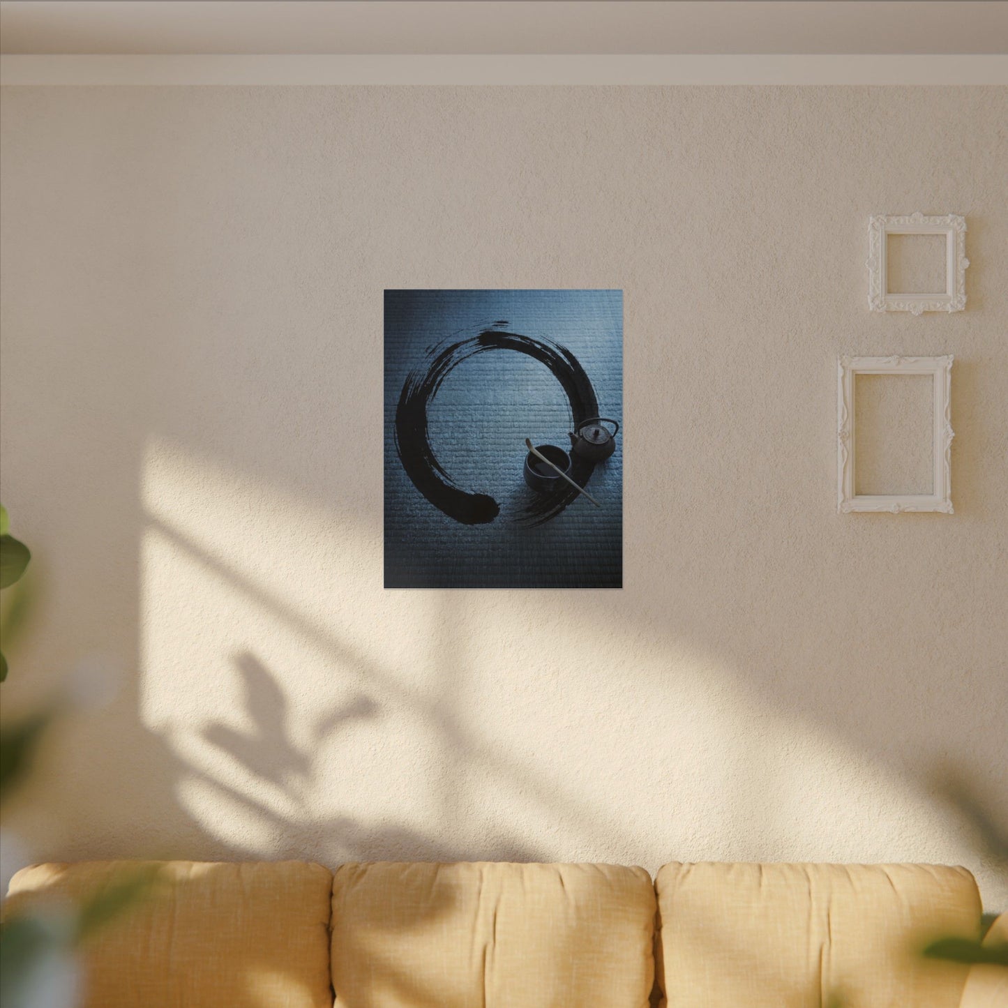 Winter Tea Ceremony Enso Canvas Art | Peaceful Decor
