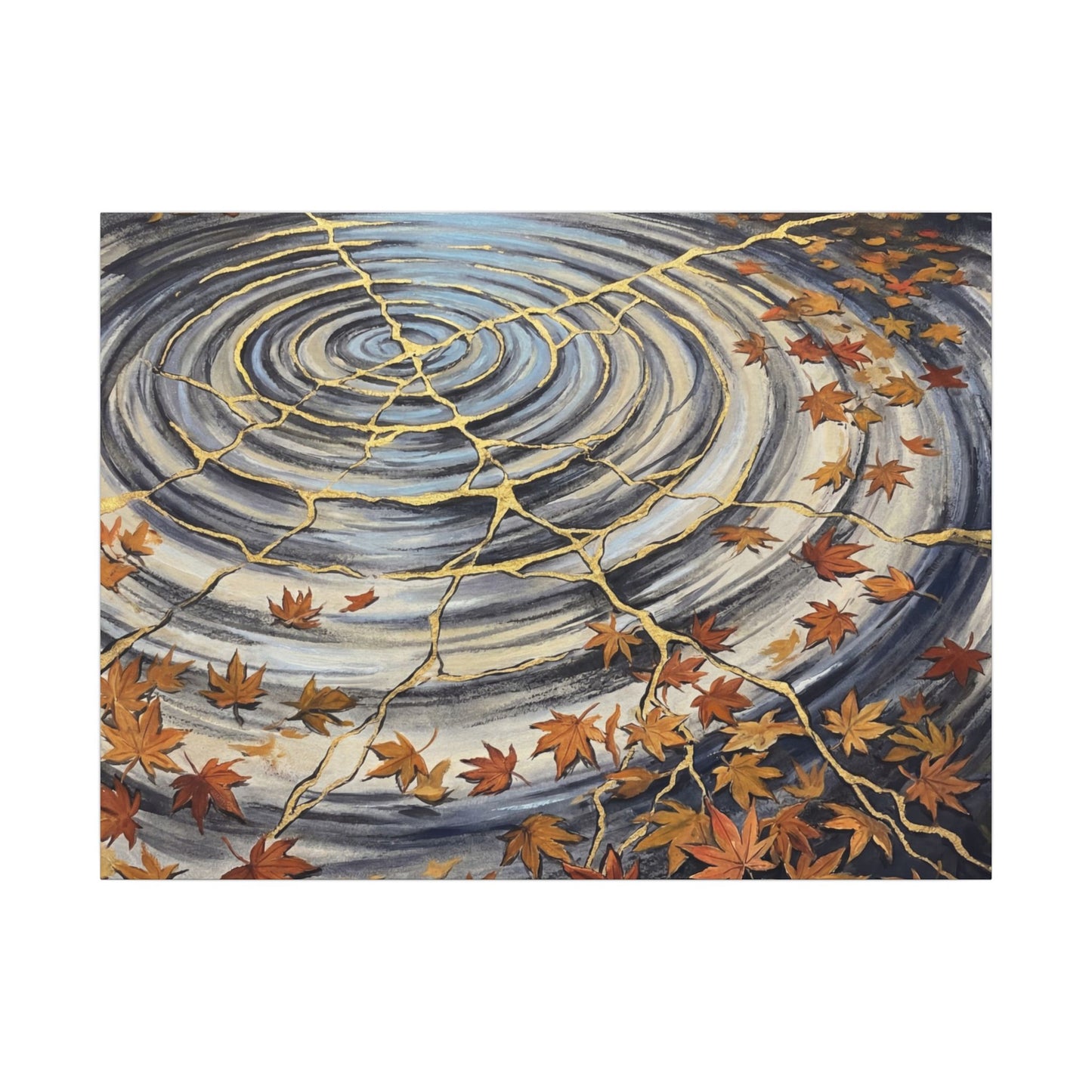 Moonlight Water Ripple Canvas Art - Kintsugi Fukinsei Art Print