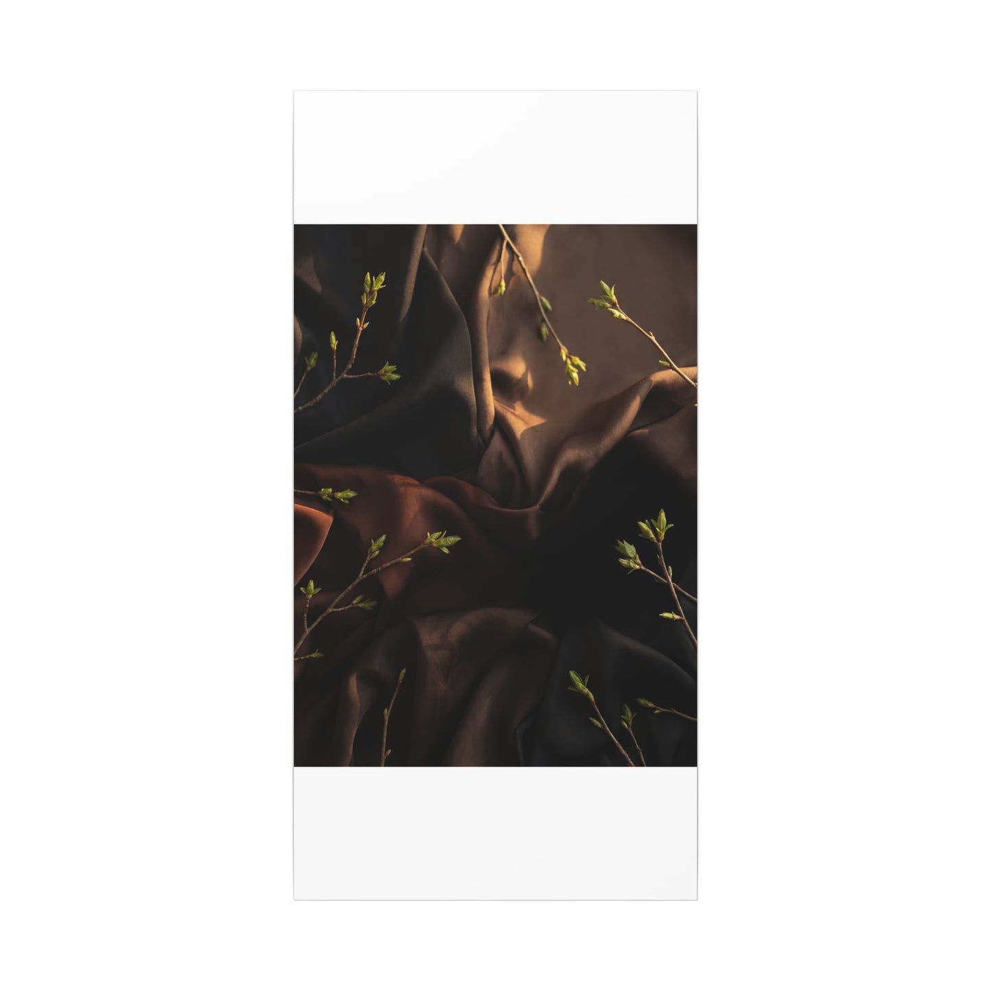 Dark Japandi Silk Drape in Golden Hour | Moody Minimal Canvas Art