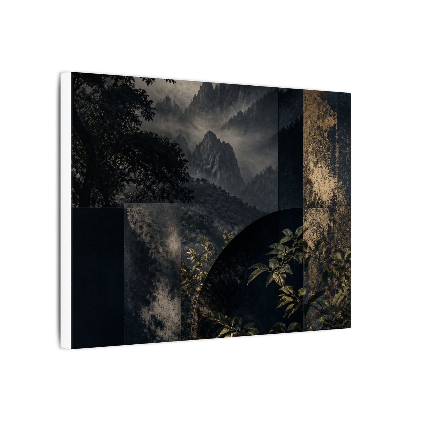 Mountain Mist Summer Canvas Art | Dark Japandi Atmospheric Design