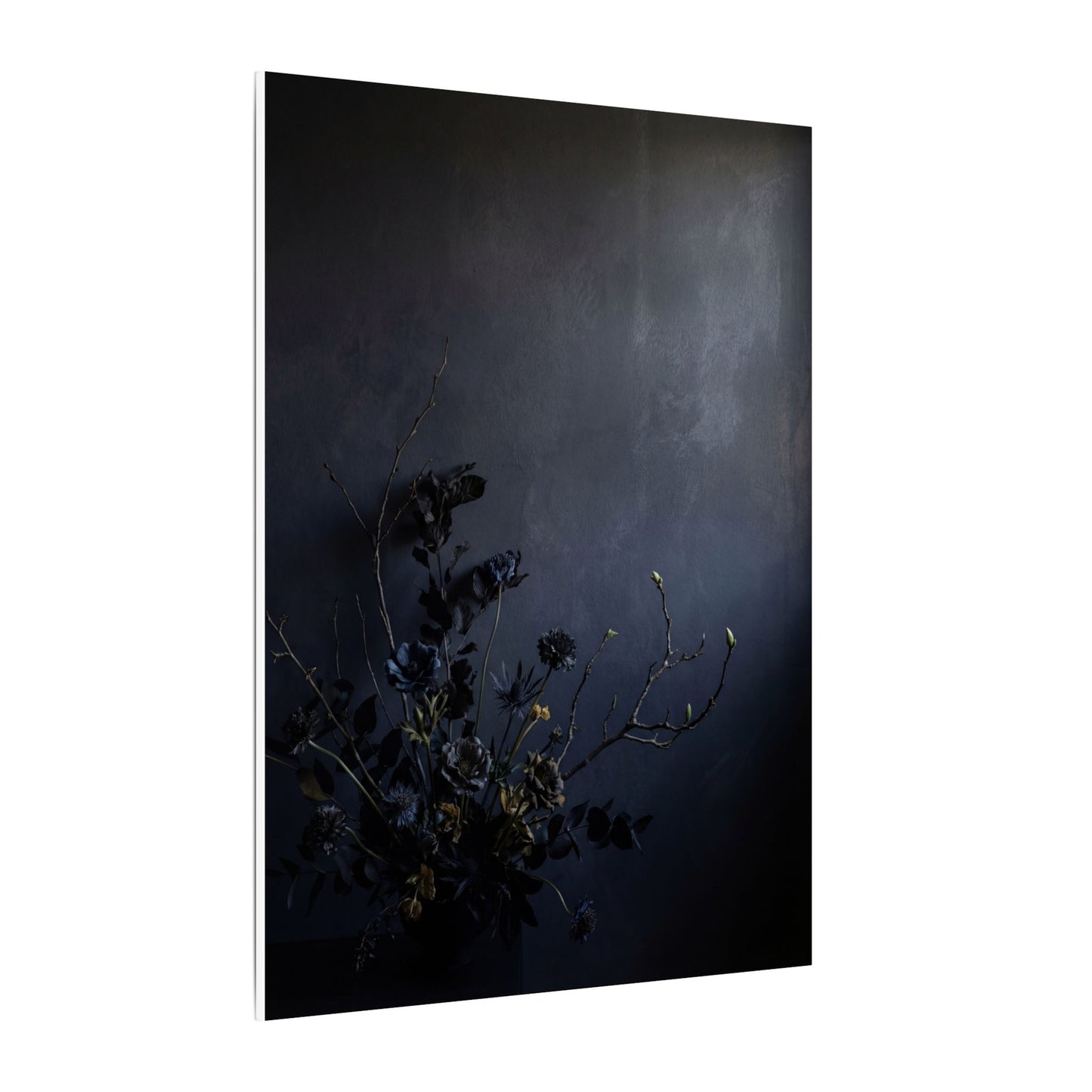 Dried Flowers Spring Canvas Art | Dark Japandi Moody Design