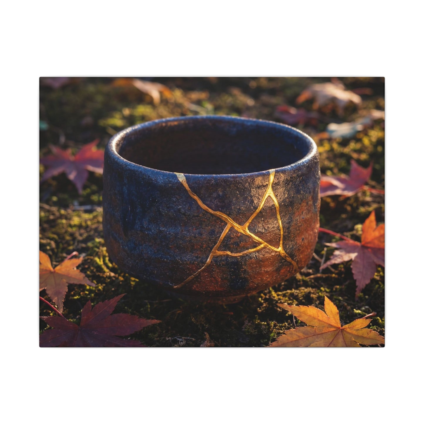 Kanso Moonlit Garden Canvas Art - Kintsugi Gold Repair Art Print
