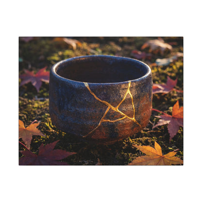 Kanso Moonlit Garden Canvas Art - Kintsugi Gold Repair Art Print