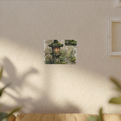 Stone Lantern Watercolor Canvas Art | Elegant Japandi Art