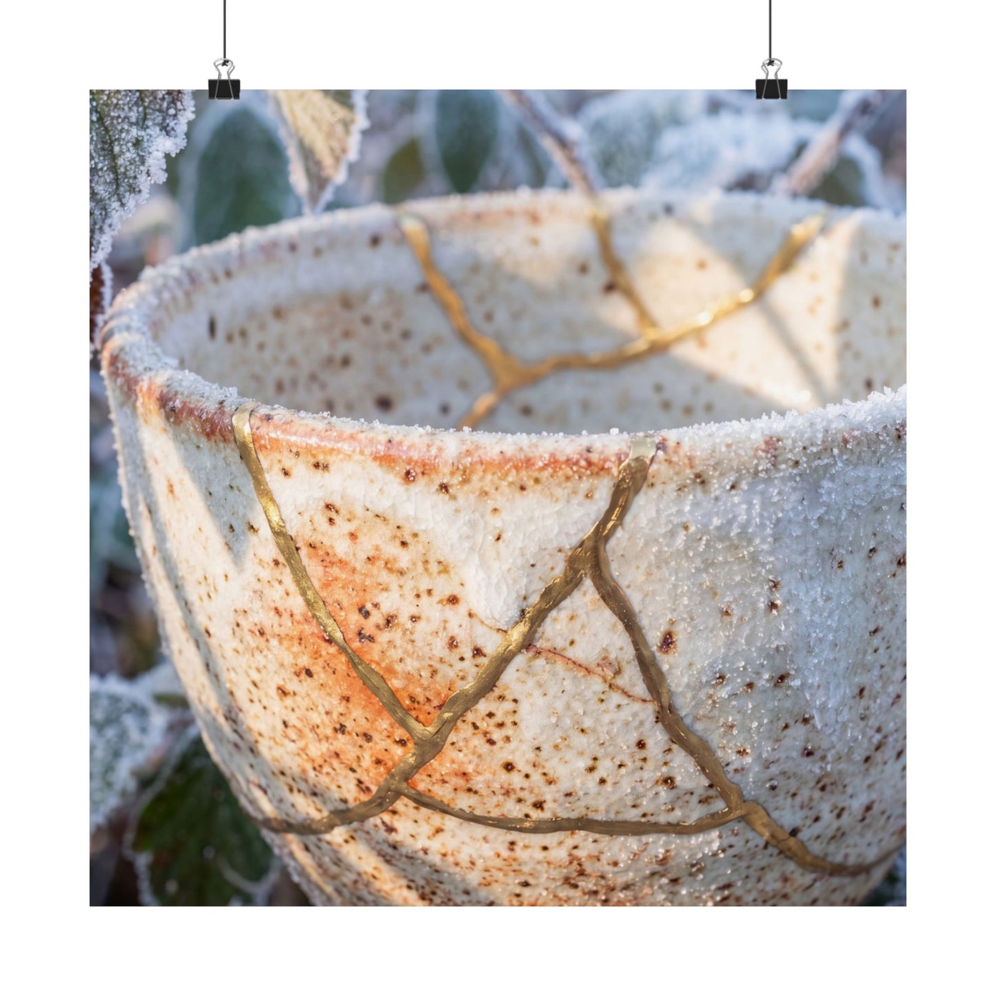 Kintsugi Ceramic Bowl in Dappled | Gold Vein Wall Art Print