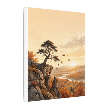 Pine Tree Autumn Canvas Art | Japandi Warm Design