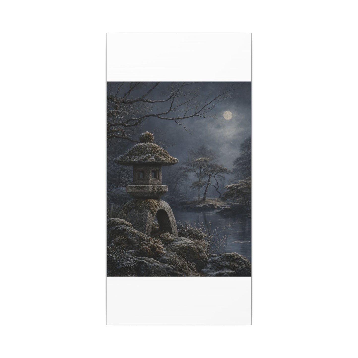 Stone Lantern Canvas Art | Winter Japandi Japanese Pattern Art