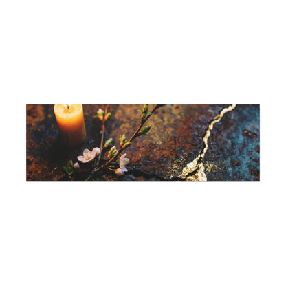 Kintsugi Rust Patina in Candlelight | Gold Repair Canvas Art