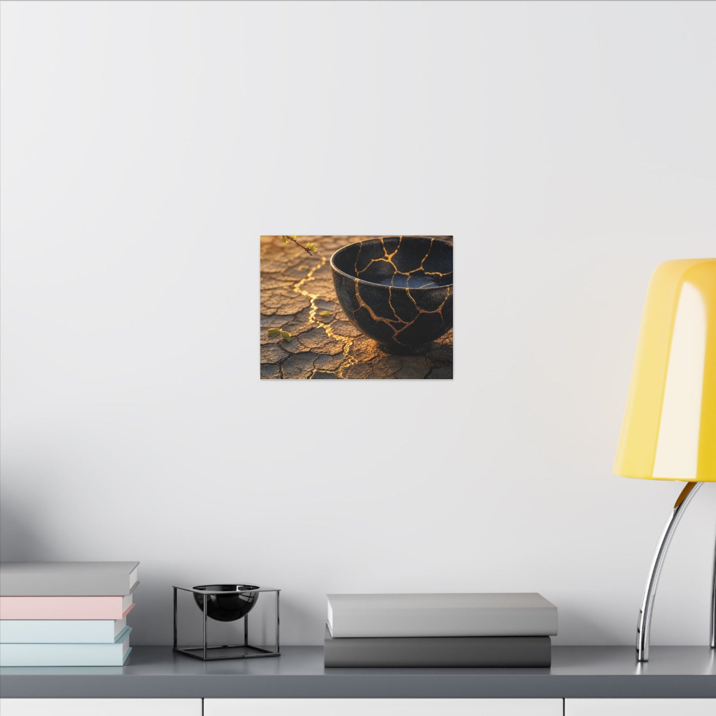 Golden Hour Cracked Earth Canvas Art - Kintsugi Fukinsei