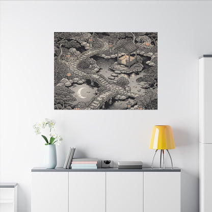 Moonlit Garden Ukiyo E Inspired Canvas Art | Serene Zen Art