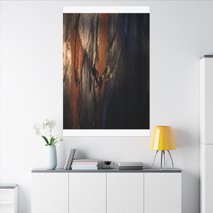 Rust Patina Charcoal Ink Canvas Art | Moody Dark Japandi Art