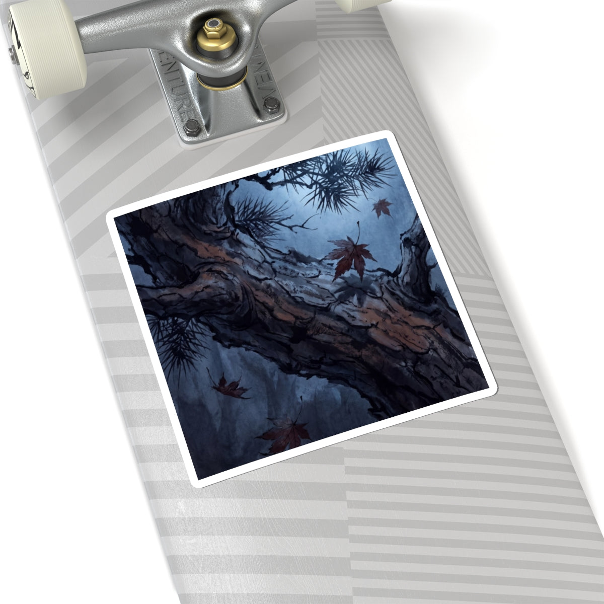 Kanso Pine Tree Sticker - Dark Japandi Shadow Zen