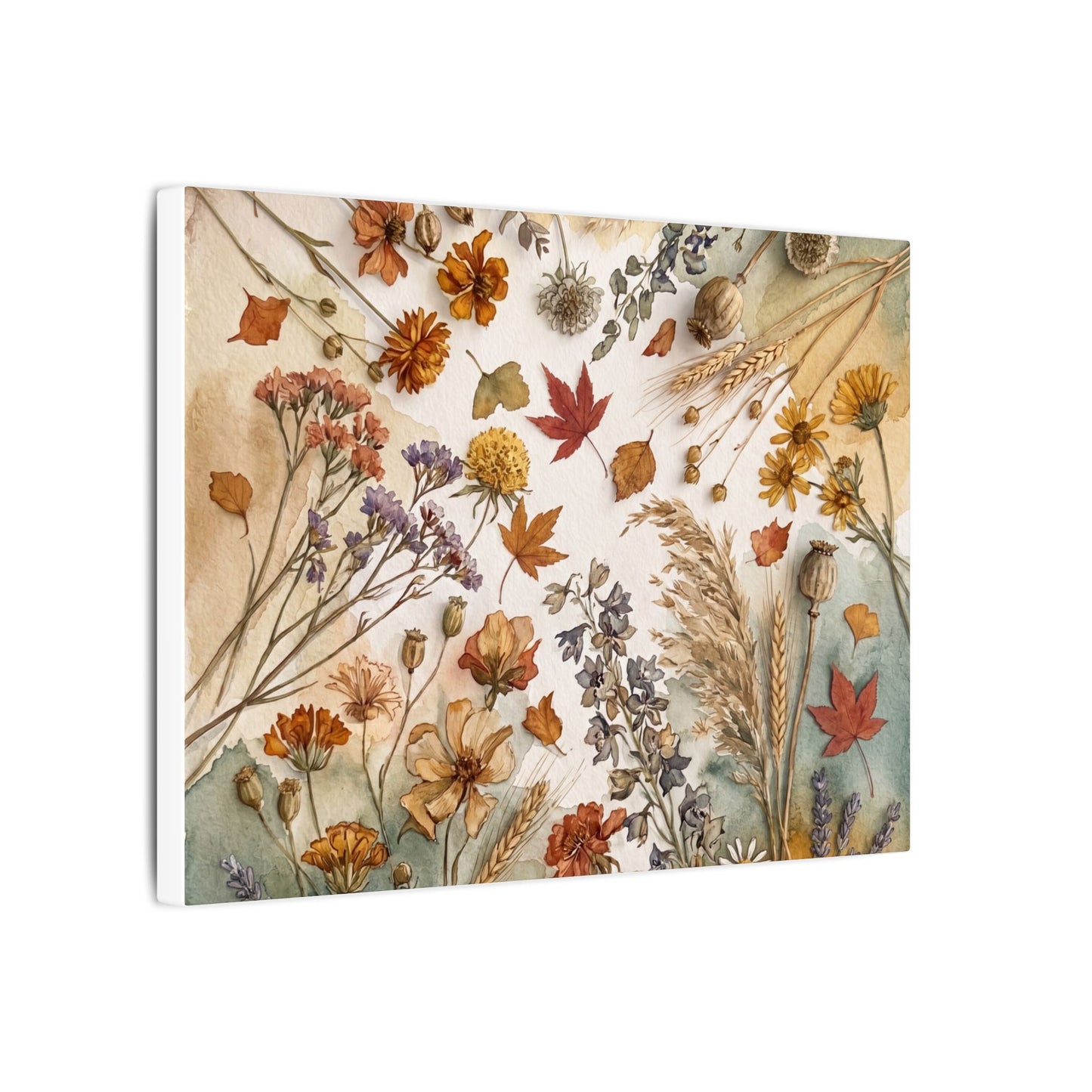 Dried Flowers Canvas Art | Autumn Japandi Watercolor Art