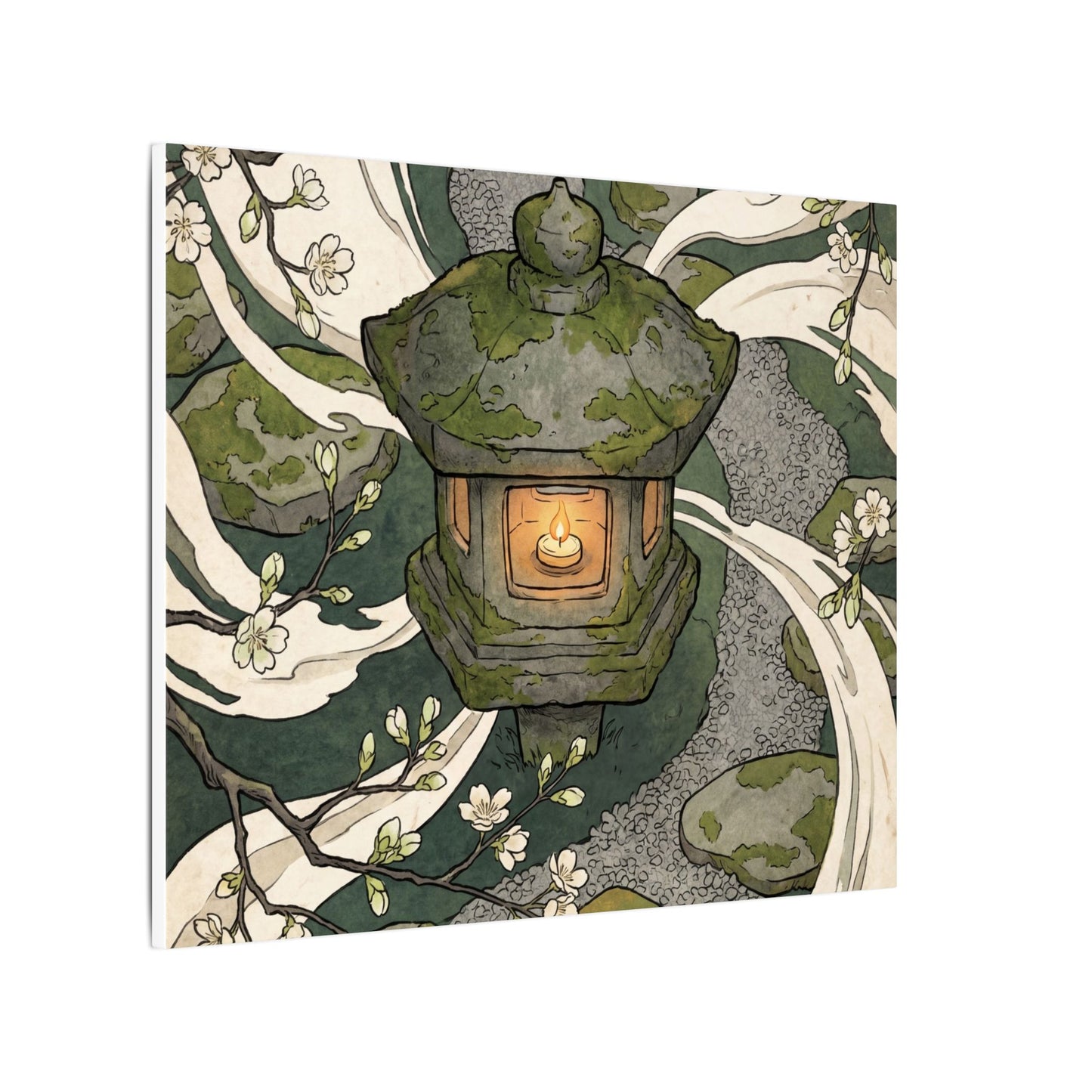 Zen Stone Lantern in Candlelight | Ukiyo E Inspired Canvas Art