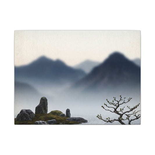 Mountain Mist Karesansui Canvas Art | Contemplative Zen Art Art Print