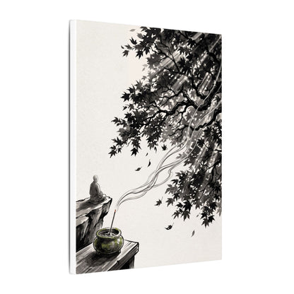 Serene Incense Smoke Canvas Art - Ukiyo E Inspired Zen