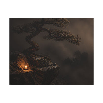 Pine Tree Shadow Zen Canvas Art | Luxurious Dark Japandi Art