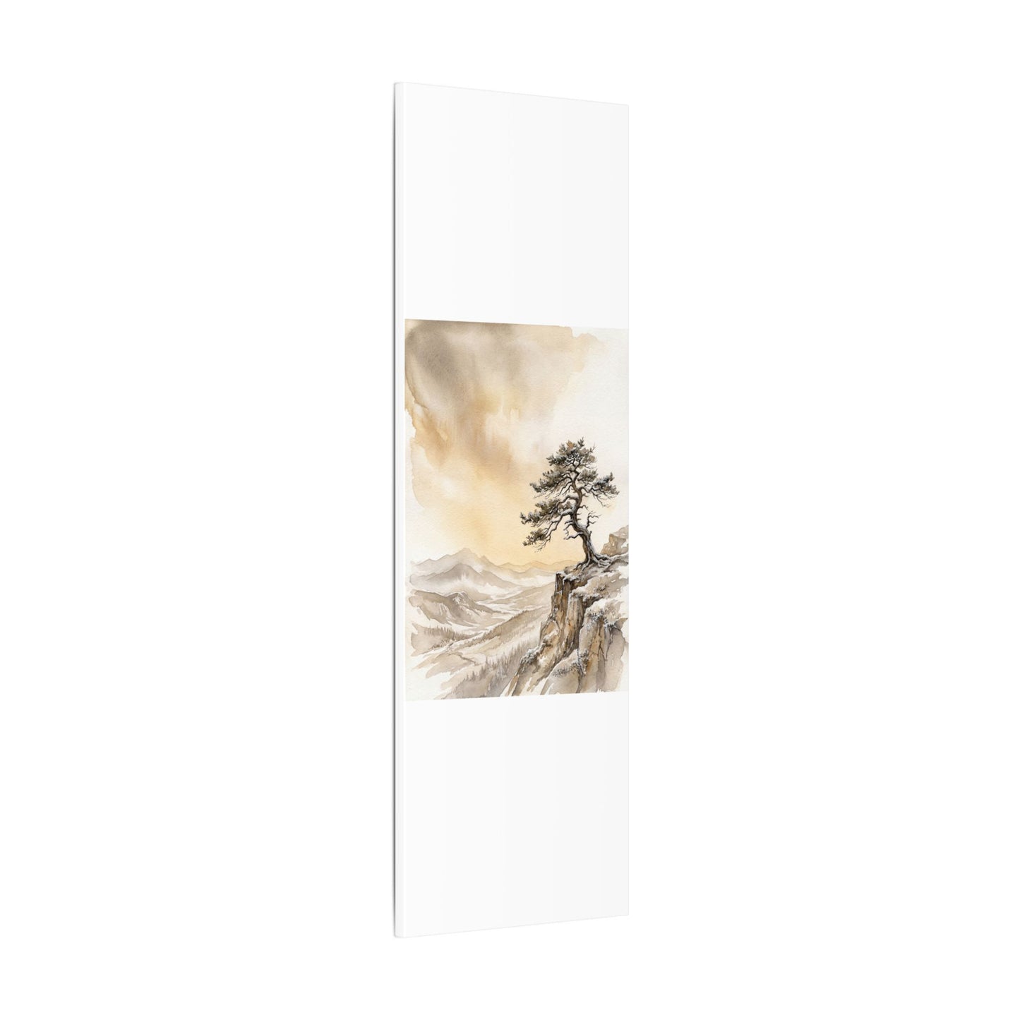 Pine Tree Canvas Art | Winter Japandi Watercolor Art
