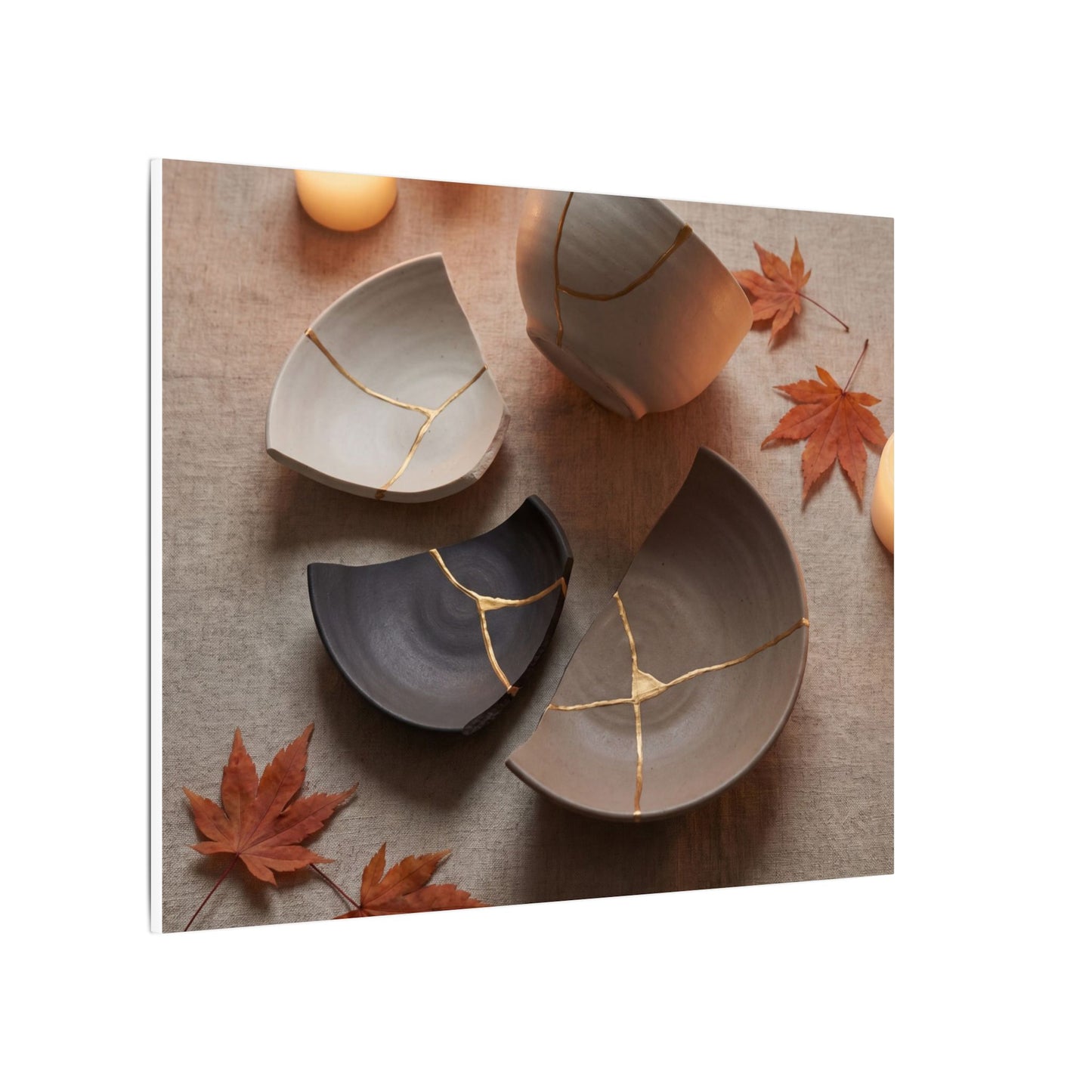 Candlelight Broken Pottery Canvas Art - Japandi Ma