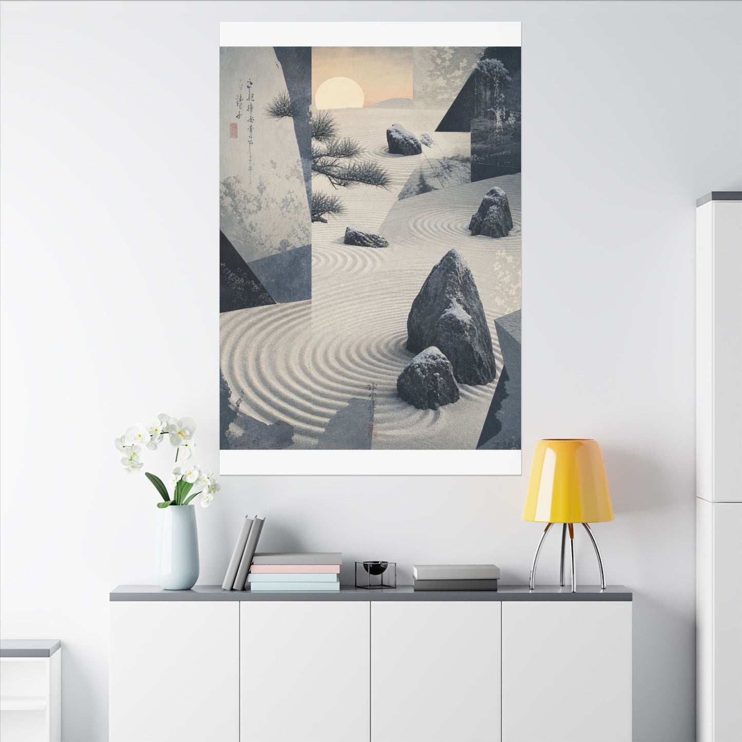 Seijaku Rock Garden Canvas Art - Zen Ukiyo E Inspired