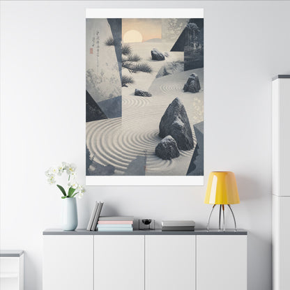 Seijaku Rock Garden Canvas Art - Zen Ukiyo E Inspired