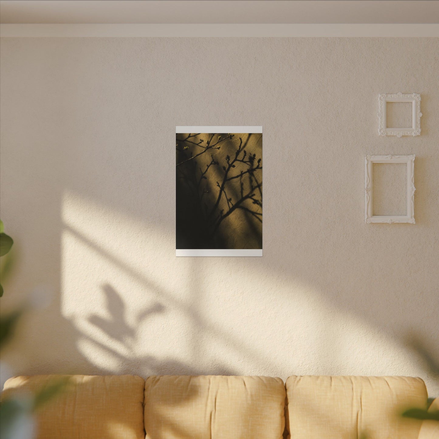 Golden Hour Shadow Play Canvas Art - Dark Japandi Seijaku