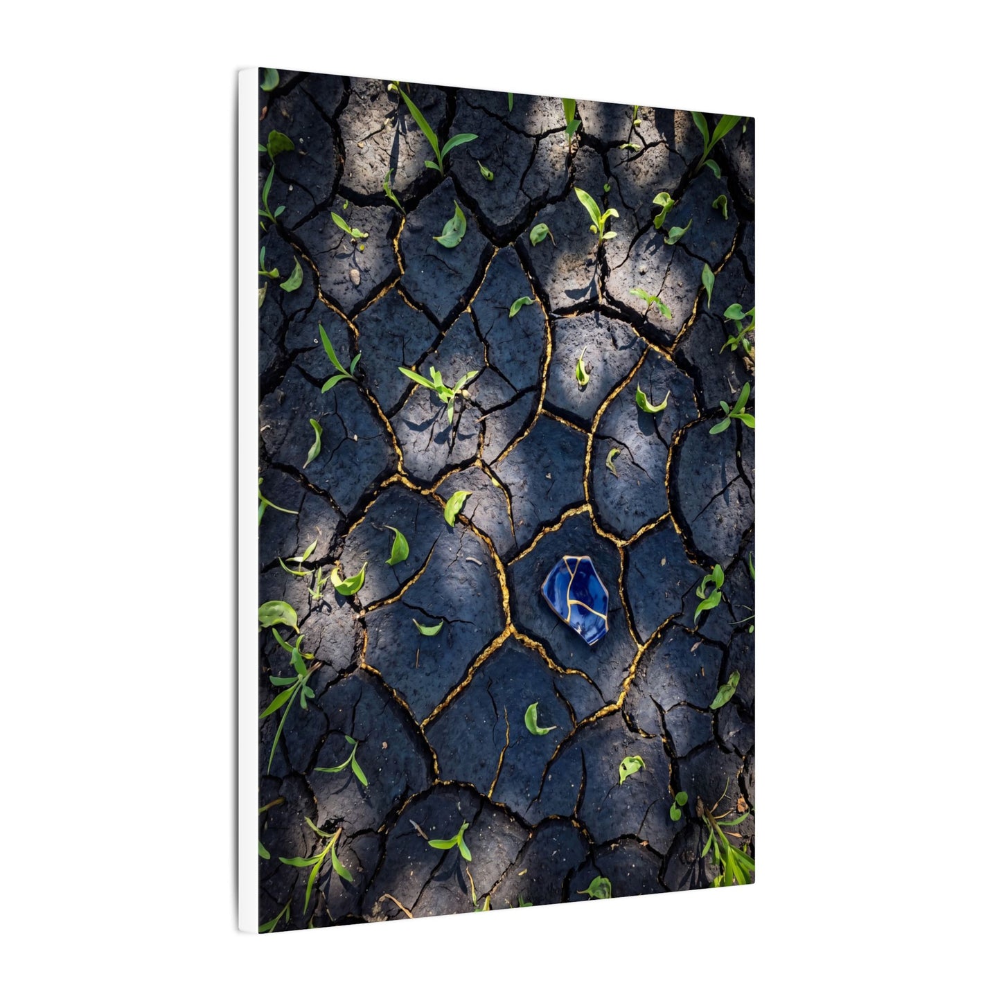 Cracked Earth Canvas Art | Spring Dark Japandi Moody Minimal Art