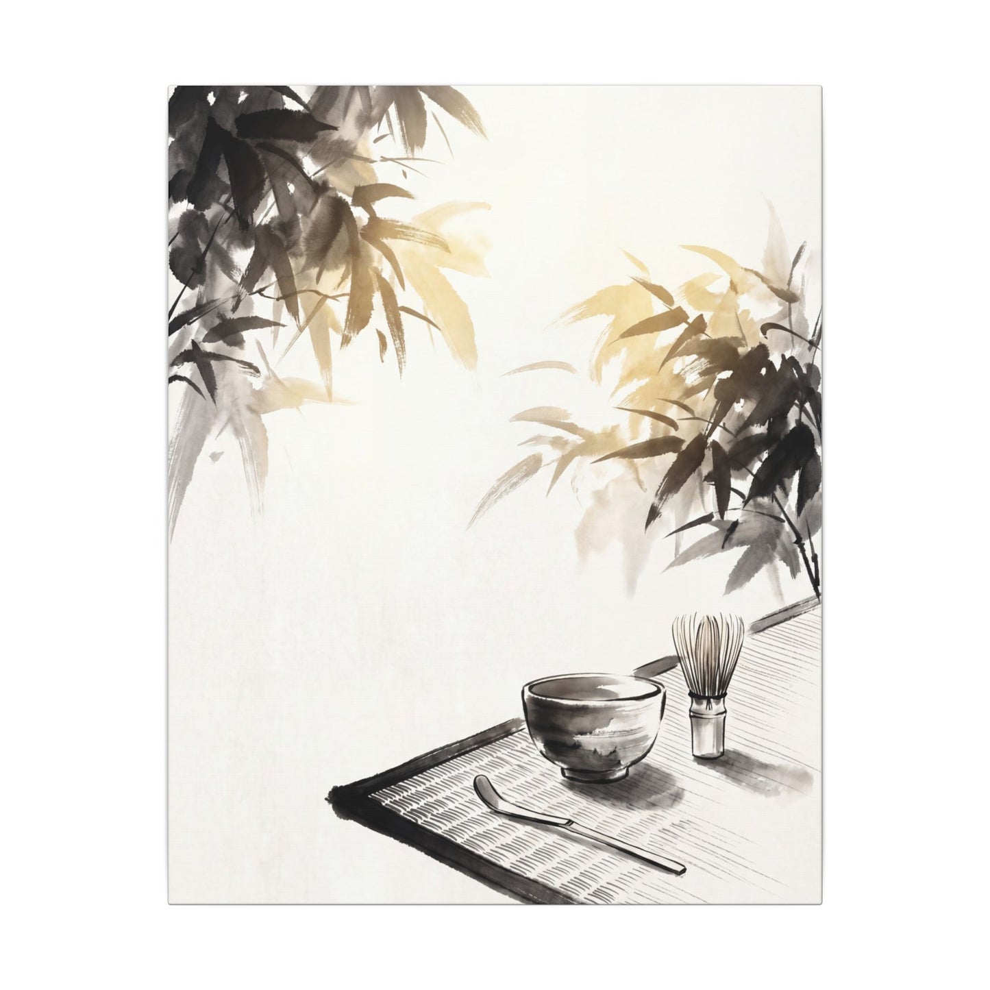 Tea Ceremony Sumi E Canvas Art | Serene Zen Art