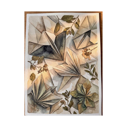 Cozy Paper Fold Wall Art Print - Watercolor Japandi