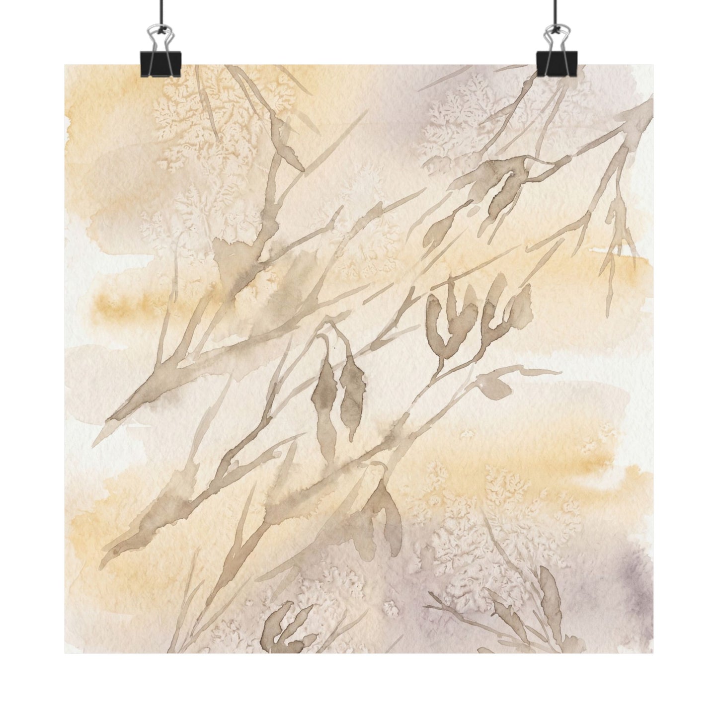 Shadow Play Winter Wall Art Print | Japandi Warm Design