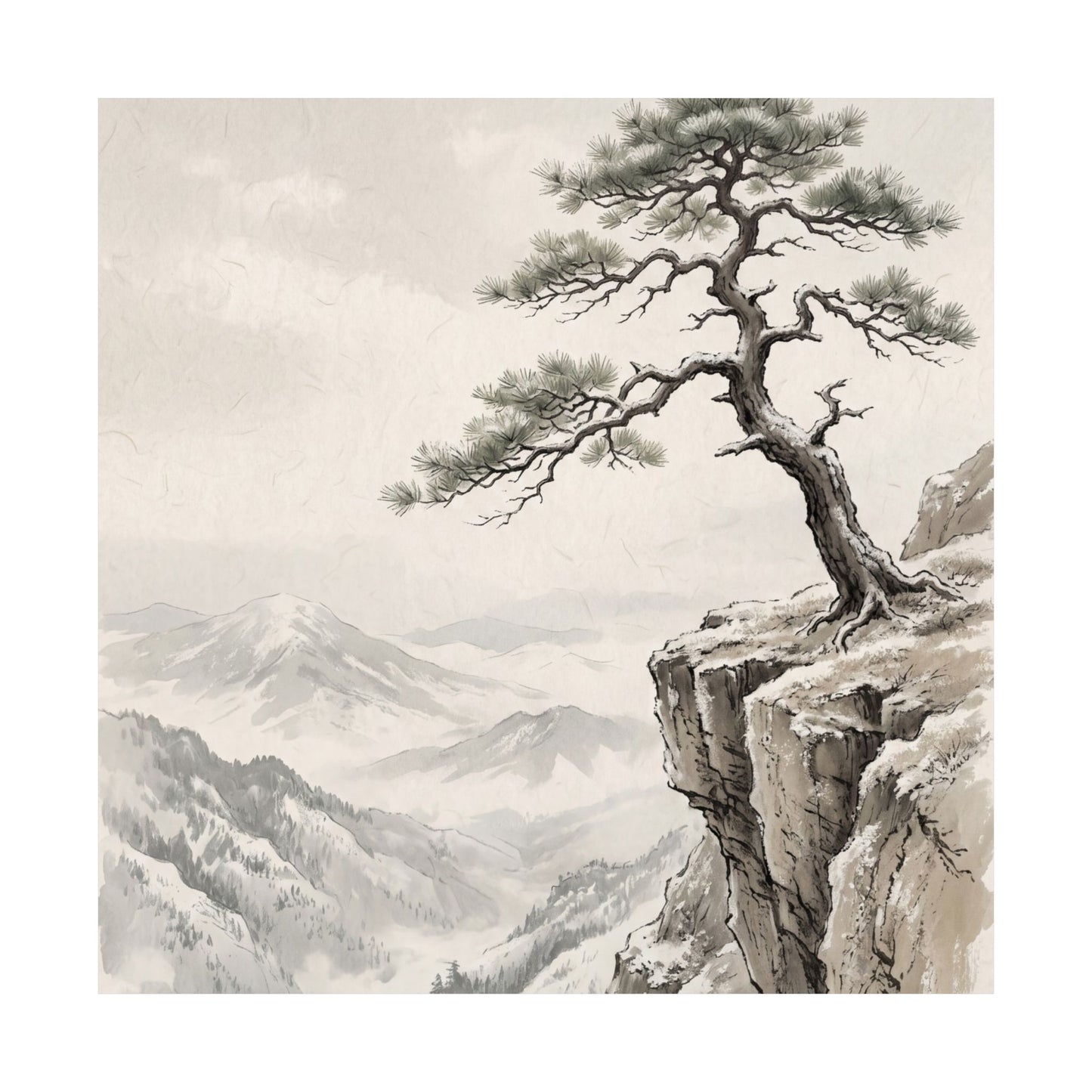 Pine Tree Wall Art Print | Winter Japandi Japanese Pattern Art