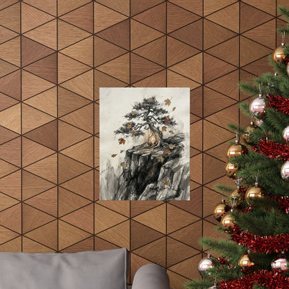 Pine Tree Autumn Wall Art Print | Japandi Elegant Design