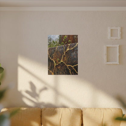 Mono No Aware Rust Patina Canvas Art - Kintsugi Gold Repair