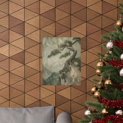Japandi Pine Tree in Overcast | Texture Wall Art Print