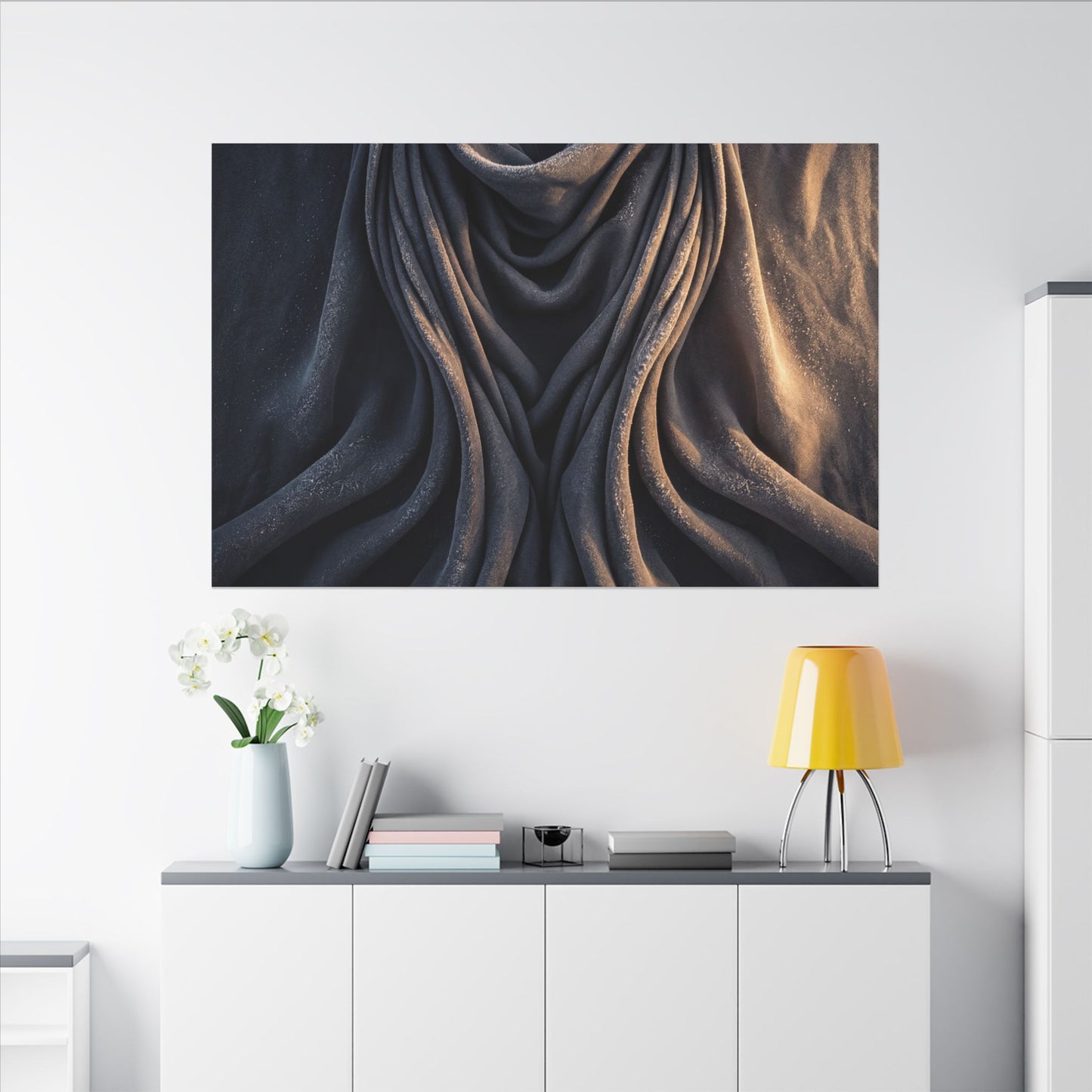 Moody Silk Drape Canvas Art - Shadow Zen Dark Japandi