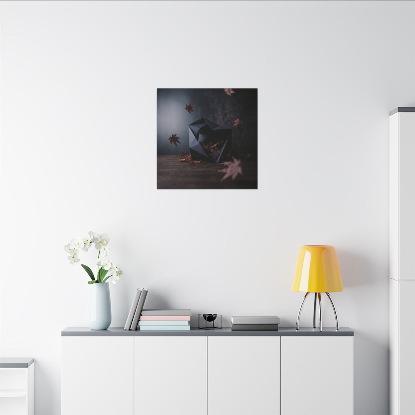 Dark Japandi Paper Fold in Dawn | Shadow Zen Canvas Art