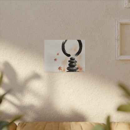 River Stones Canvas Art | Autumn Zen Enso Art