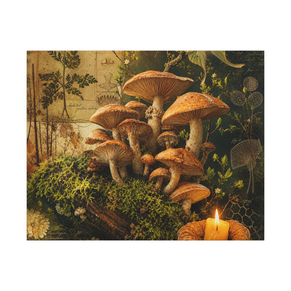 Spring Wild Mushrooms Herbarium Canvas Art | Earthy Decor