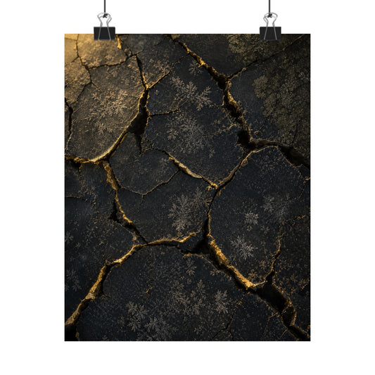 Cracked Earth Shadow Zen Wall Art Print | Atmospheric Dark Japandi Art