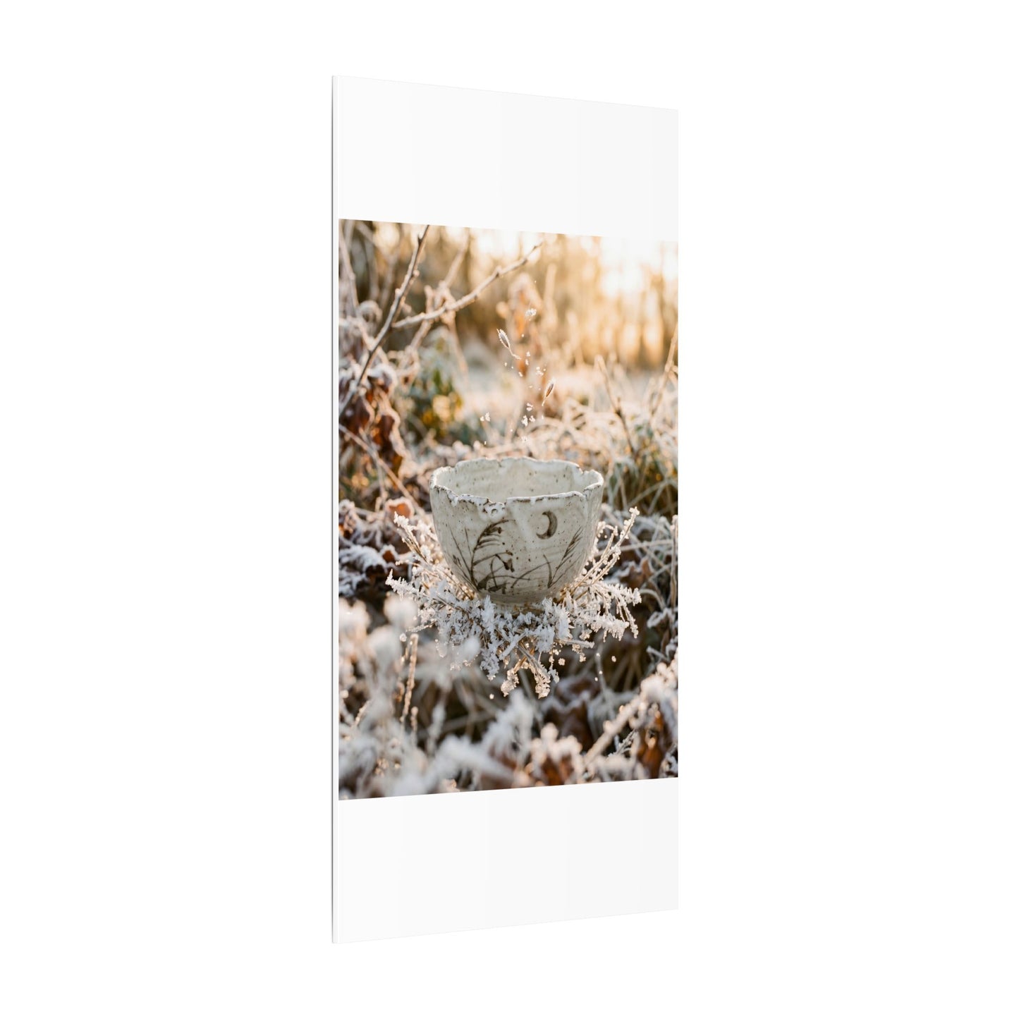 Japandi Ceramic Bowl in Golden Hour | Japanese Pattern Canvas Art