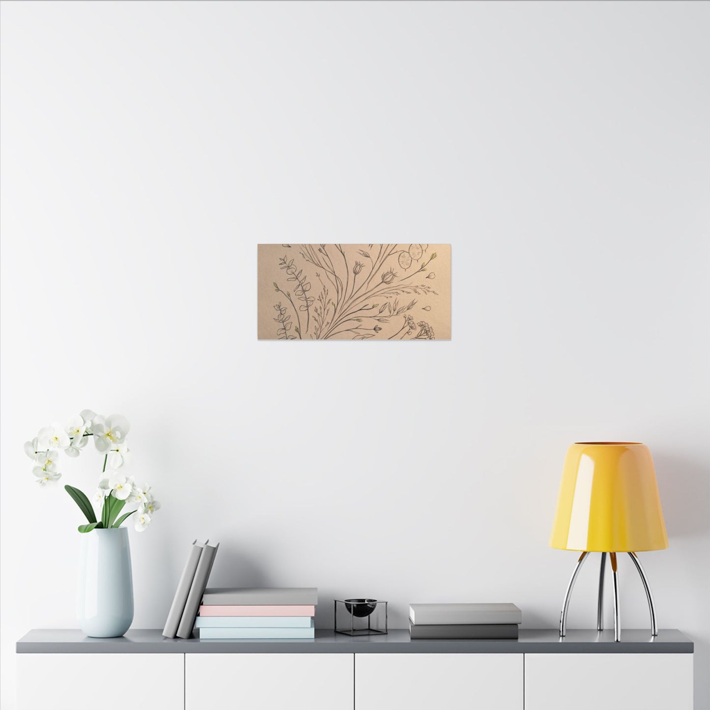 Dried Flowers Canvas Art | Spring Japandi Minimal Line Art