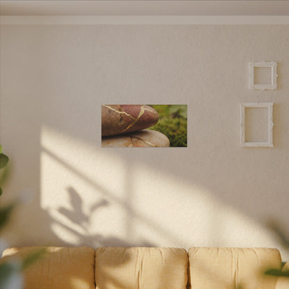 River Stones Summer Canvas Art | Kintsugi Healing Design