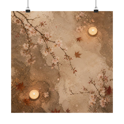Cherry Blossom Autumn Wall Art Print | Japandi Cozy Design